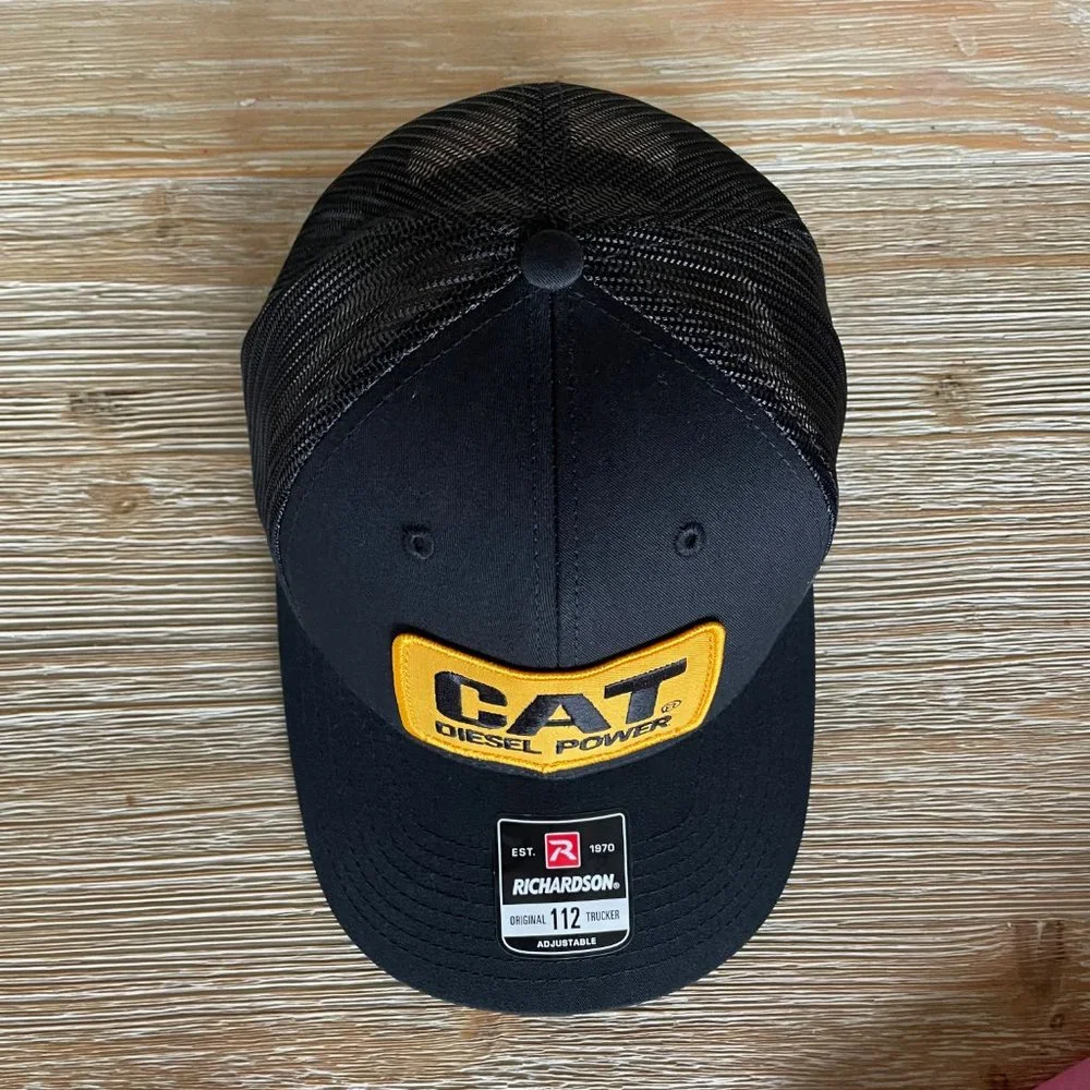 Vintage Caterpillar CAT Diesel Power Patch Hat - Richardson 112 All Black Cap - Picture 4 of 8
